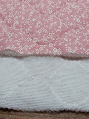 3 Pieces of Quilted Fabric Nylon Backed Pink Lavender Green .25 yd each x 25″