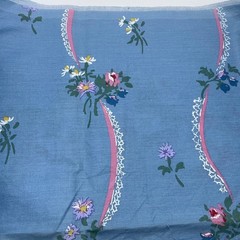 Light Blue Floral Flowers Design Pattern Fabric Material Textile 34 x 46
