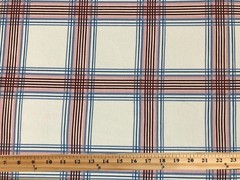 Rib Knit Ivory Plaid Denim Blue Burgundy 4 Way Stretch 60″W Yard-RBPR103