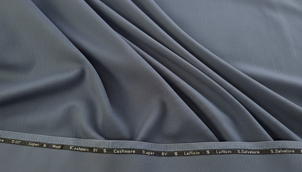 Blueish Gray sharkskin Suiting Fabric Cashmere Wool