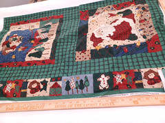 VTG Old Time Santa Squares Leslie Beck VIP Craft Fabric Panel Cotton 1 Pc 35×43