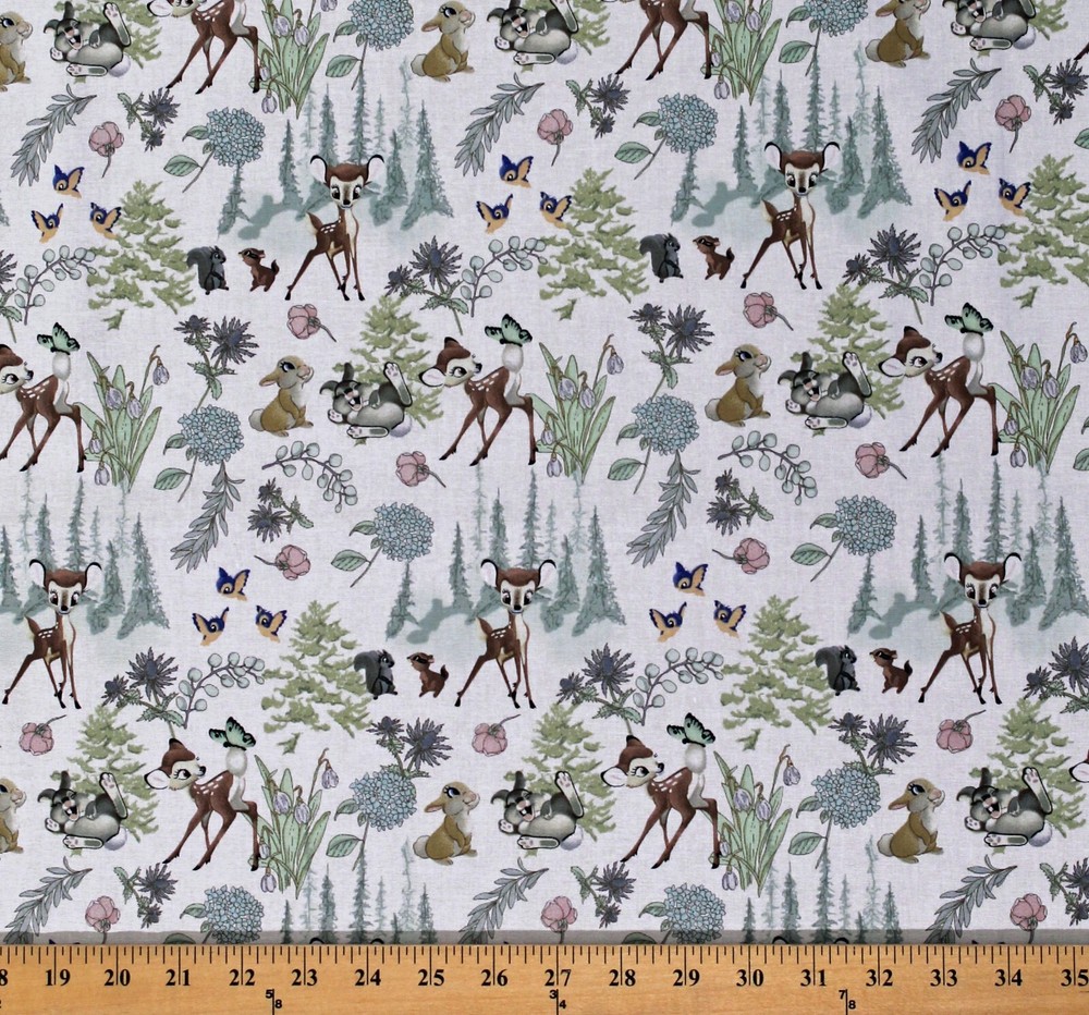Cotton Bambi and Friends Thumper Disney Fairytale Fabric Print by Yard D461.41