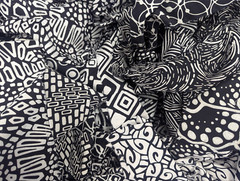 Lunn Fabric Scraps 1 Pound ~4 Yards Black & White Batiks Cotton Grab Bag Scrap