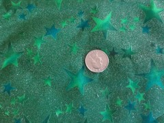 4700. Rose & Hubble GREEN SILVER SPECKLED STARS COTTON FABRIC – 43-1/2″ x 1 yd.