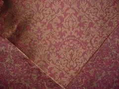 4-3/8Y Kravet 15437 Brass Crimson Damsk Drapery Upholstery Fabric