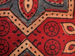 Ajrakh Geometric Pattern Cotton Fabric Red Blue Beige Quilting Crafts 2yd x 44″