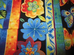 Cotton Fabric Kona Bay 2011 Striped Bright Multicolored Floral Stripe BTY x 44