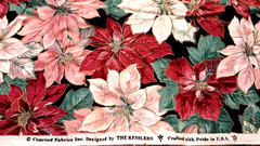 Vintage Concord Fabrics Design by The Kesslers Poinsettias on Black 2 Yds x 58in