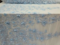 Sky Blue Lace 3d Floral Flowers On Mesh Fabric Sold By The Yard Gown Quinceañera