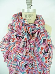 Pure 100% Silk Chiffon Printed Fabric 54” wide. Aztec pattern. Sold By Yard