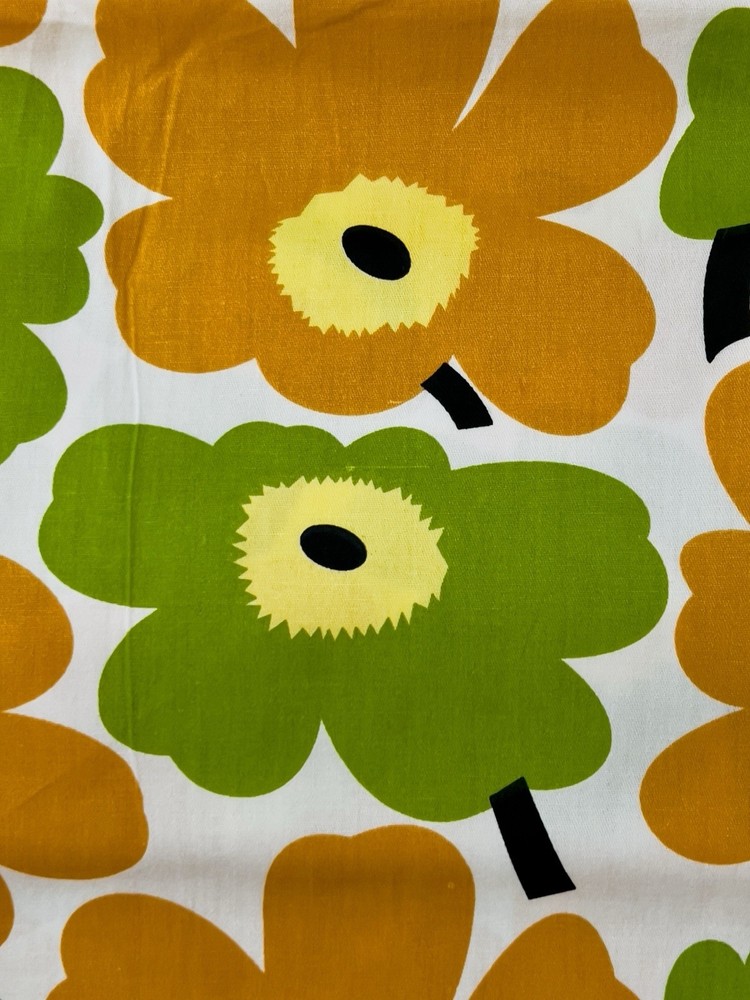 BOLD ORANGE GREEN FLOWER COTTON DECOR FABRIC MARIMEKKO UNNIKO STYLE 64” WIDE BTY