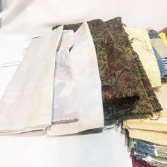 3 lbs 3 oz Lot of Fabric Small Scraps Samples Mixed pieces sizes colors textures