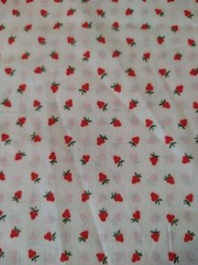 Vintage Tiny Strawberries Red & White Fabric BTFQ 18×22