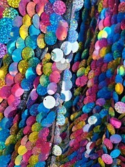 Iridescent Multicolor Sequins On Mesh Fabric By The Yard Hologram Glitz Paillett