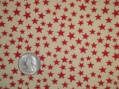 Star Fabric * Scattered Red Star And Tan Cotton Calico Fabric * Sewing Fabric