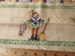1 Yards x 44″ Quilt Fabric Prim Halloween Connecting Threads Owl Cat Witch Funny