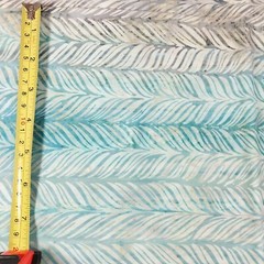 2 Yards Batik Fabric – Aqua Blue, Cream & Gray Feathered Stripes