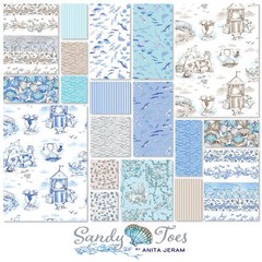 Sandy Toes – Fish Aqua by Anita Jeram for Clothworks – Sold by the 1/2 yard