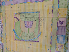 Cotton Baby Blanket Top Panel Pink Purple Yellow Blue Green HEARTS & BUTTONS
