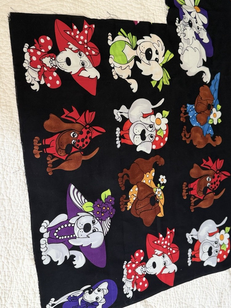 OOP Loralie Harris Dear Doggie Tossed Black Fabric 2007 Irregular Remnant