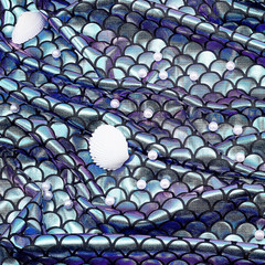 Mermaid Scales Fabric 39.4X59 Inch Sea Green Hologram 2 Way