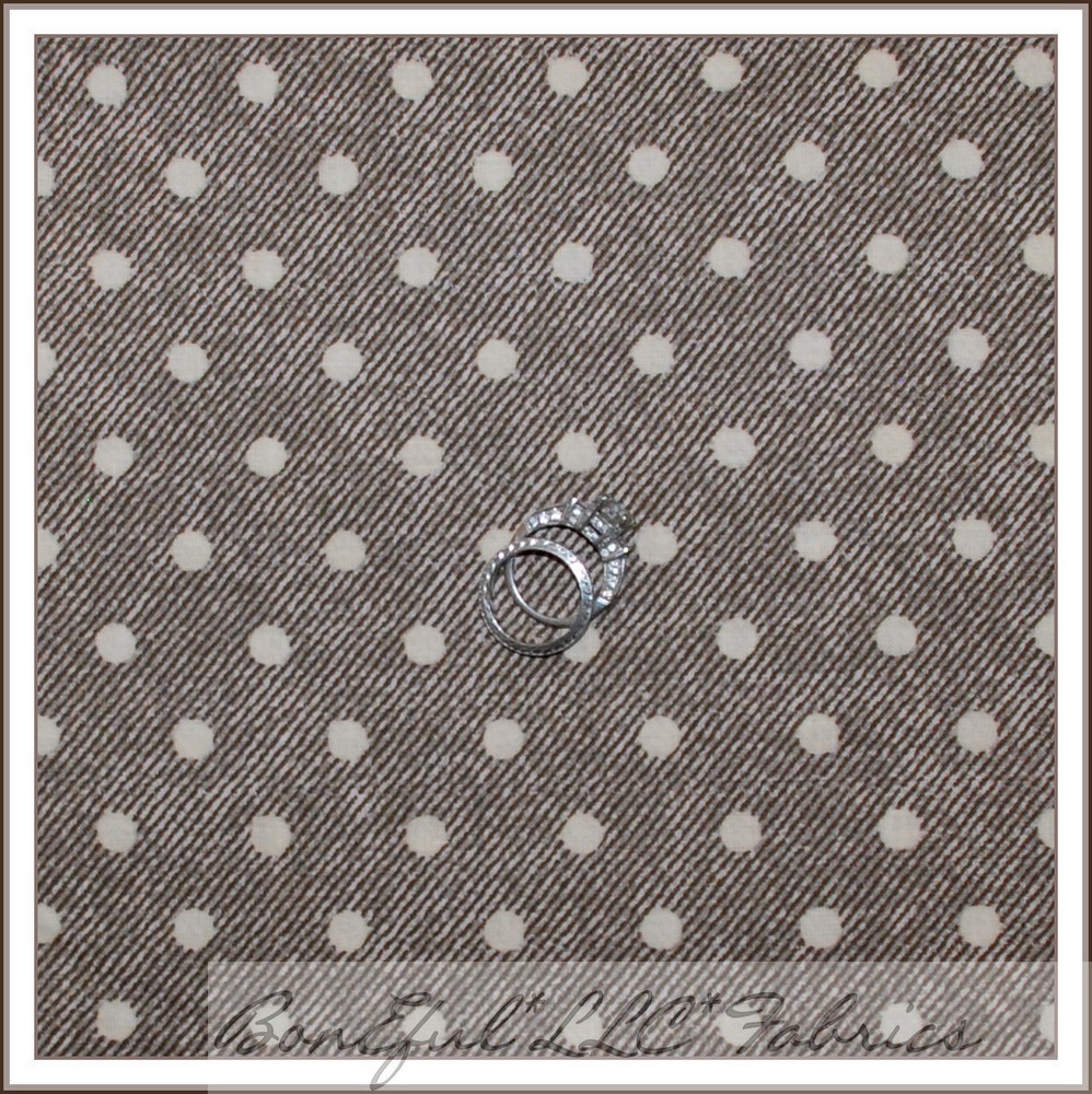 BonEful Fabric FQ Cotton Quilt Brown Calico Bias Stripe POLKA DOT Ticking NM TX