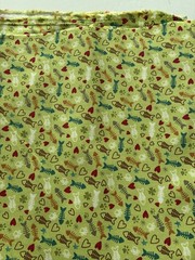 Henry Glass Hat On A Cat Fish & Bone Green Cotton Fabric By The Yard