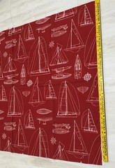 Solarium Outdoor Fabric Sailing Sailboats 1 Yard Red RichLoom Screen Print 54”