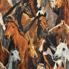Horses Rivers Bend Cotton Fabric BTY Springs Creative By the Yard Brown Mustangs