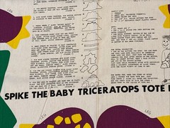 Vtg Cut N Sew Spike the Baby Triceratops Canvas Fabric Tote Bag Princess Fabrics
