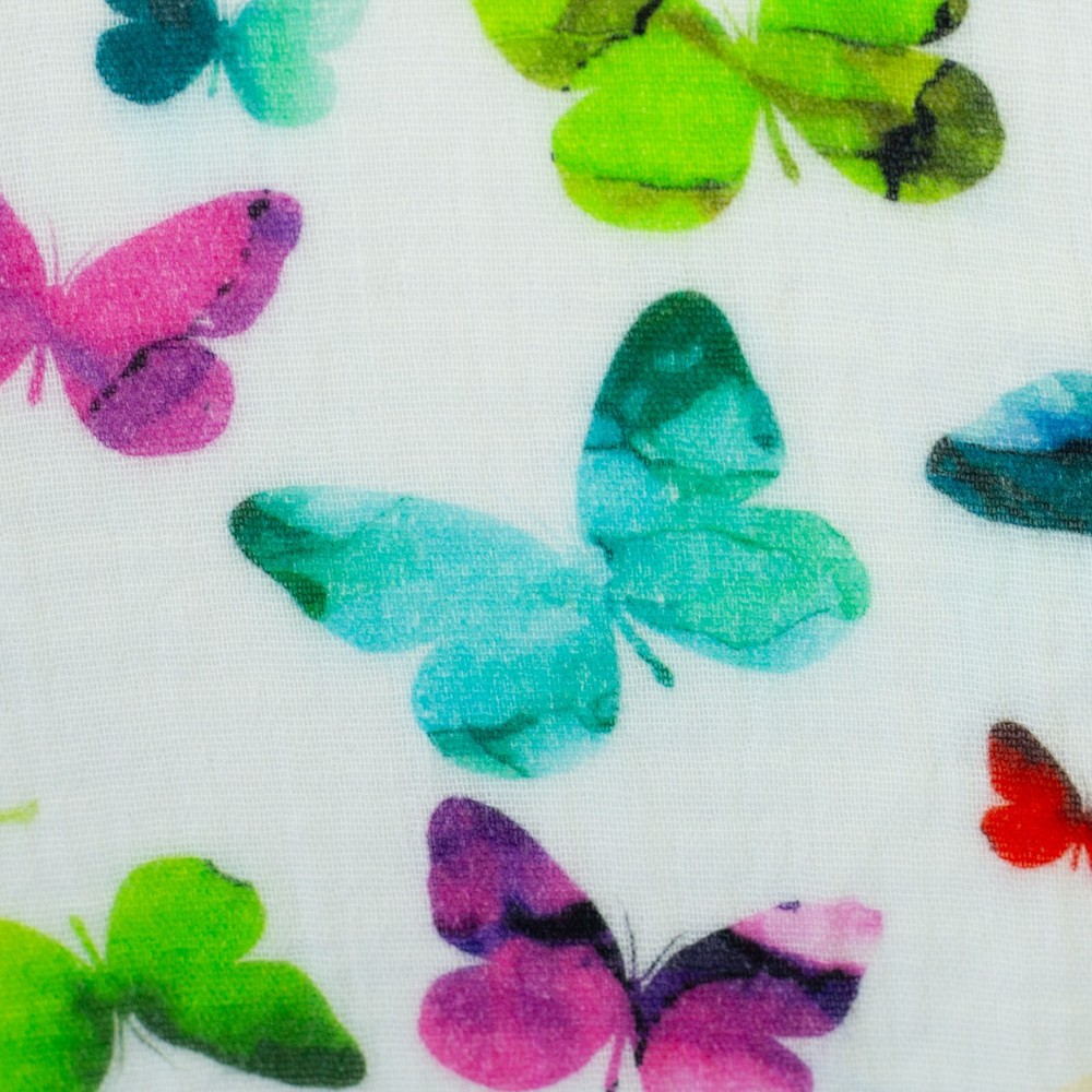 1M X 1.35M Cotton Muslin With Butterflies