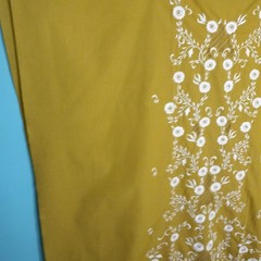 Vintage Filipiniana Fabric 34″ x 2.5Yd Embroidered Chartreuse Kaftan Barong dot
