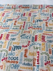 Animal Sounds Word Print Cotton Fabric 20×40″ Multicolor Quilting Sewing