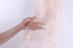 Peach Glitter Tulle Fabric by the Yard, Sparkly Tulle for Dresses and Decor