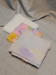 5×5 Quilt Blocks/Fabric (Precut) Lot Of 62 – Butterflies/Tie-dye/plain White