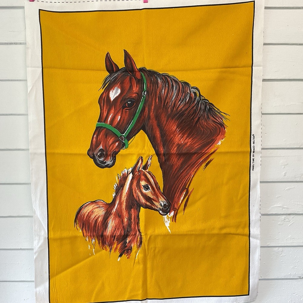 Bark Cloth Panel time By Weston-Reltex Horse And Colt, 19 1/2” X 28”