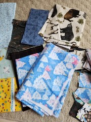 2 lb. box of Flannel Fabric Scraps, some large pieces.