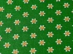 White & Gold Tiny Flowers on Green Cotton Fabric Calico Cranston VIP BTY
