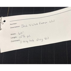Black White Pinstripe Wool Fabric 2.5 Yds 60″ Wide Suiting Tailoring Cloth