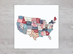 United States Map Fabric Panel Quilt Craft Sewing Quilt Block A36