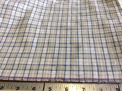 KHAKI & BLUE PLAID COTTON- 59 INCH WIDE- 1 3/8 YARDS
