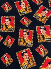 Elvis Presley Fabric Western Shirt Red/Gold/Black Neckerchief 46”x 42”