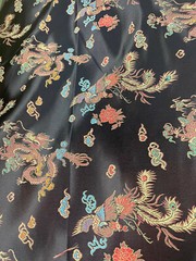 BLACK Chinese Dragon Brocade Jacquard Fabric 45″ Wide BTY