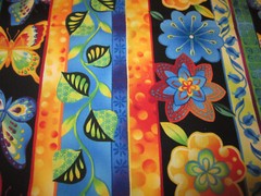 Cotton Fabric Kona Bay 2011 Striped Bright Multicolored Floral Stripe BTY x 44