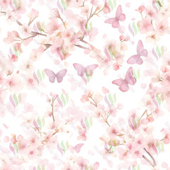 Cherry Blossom Double Sided Printed Felt Sheets, Floral Polyester Felt Fabric