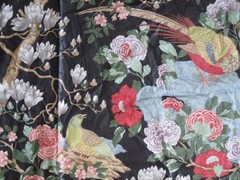 Rockbird GP & J Baker England Cotton Chintz Fabric Birds Floral 61×51 RARE 80’s