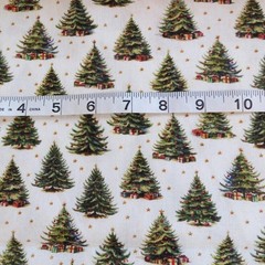 By The Yard ~ Christmas Fir Tree CREAM Digital $3.99 Ships ANY Amount Of Fabric