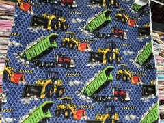 Construction Equipment Dump Truck Bulldozer Fleece Fabric, 60” Wide, Sold BTY