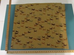 Synthetic Fabric Remnant Piece Poly Suede Wild Running Horse on Tan