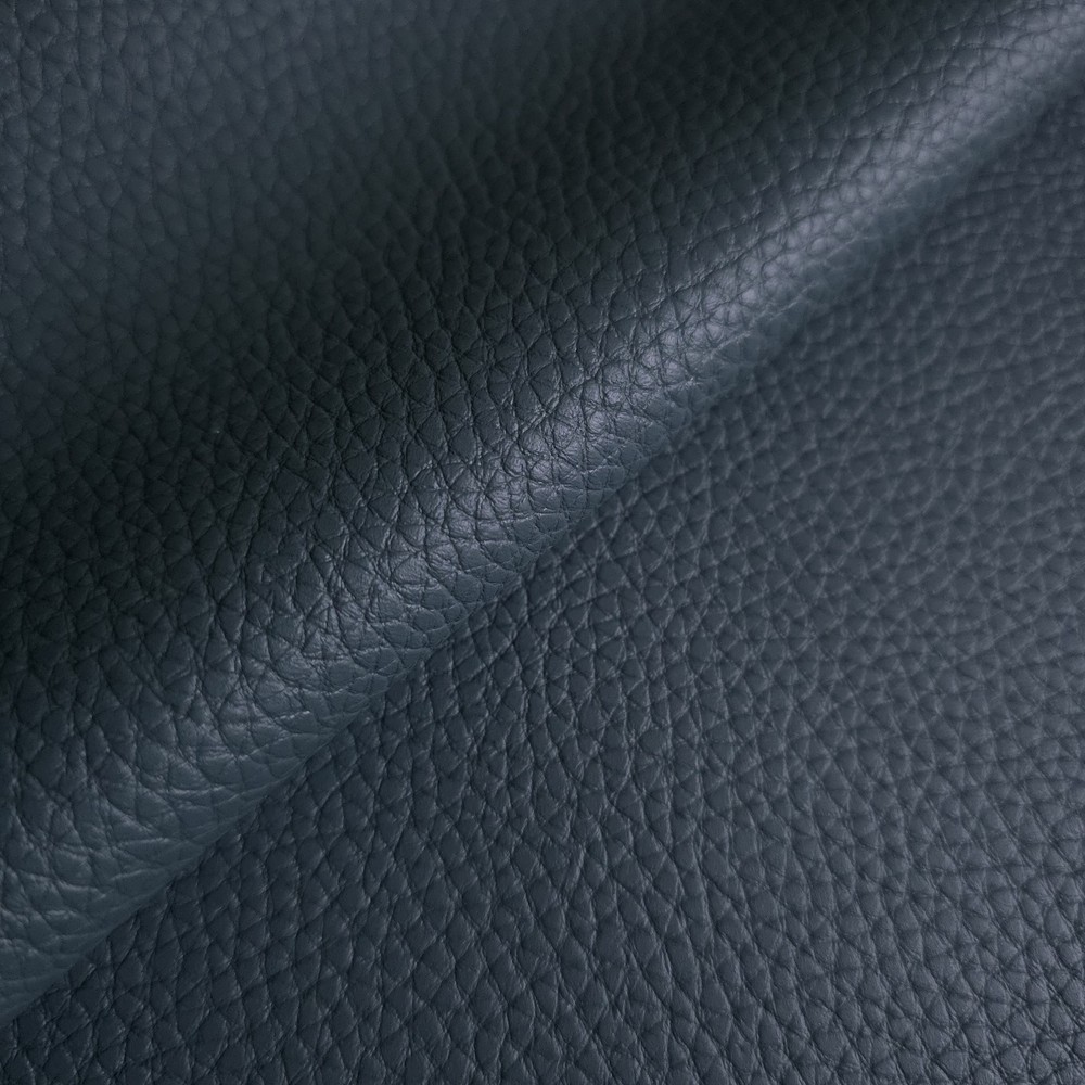 Charcoal Blue Pebble Grain Faux Leather Fabric 54″ Satin Glow By The Yard